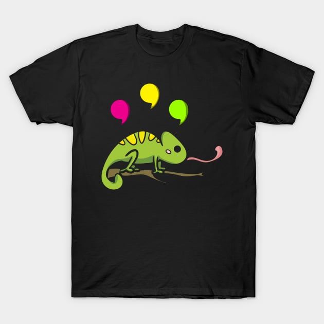 Comma Chameleon Funny Music Parody 80s Pun T-Shirt by SWIFTYSPADE